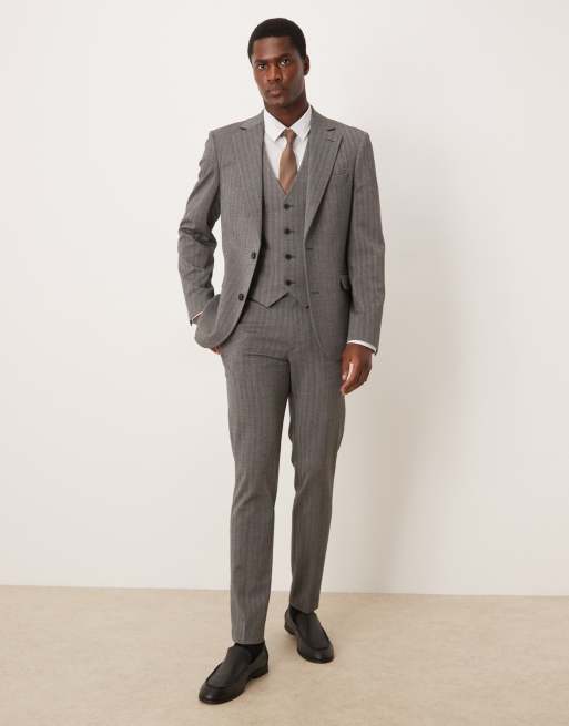 ASOS DESIGN - Veste de costume skinny aspect laine à chevrons - Gris anthracite, 2 de 5