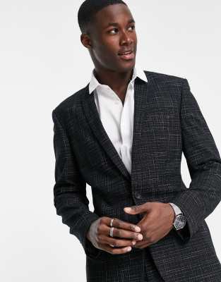 ASOS DESIGN skinny suit jacket with crosshatch in black - ASOS Price Checker