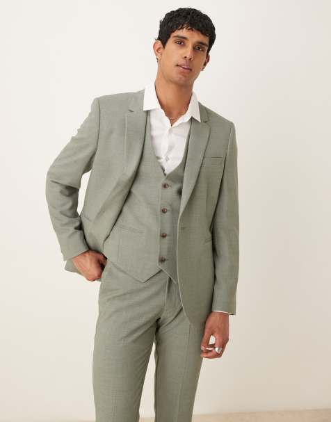 ASOS DESIGN - Veste de costume slim effet hachuré - Kaki - view 1