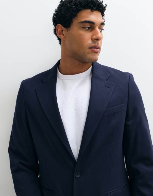 ASOS DESIGN - Veste de costume slim en flanelle - Bleu marine, 3 de 5