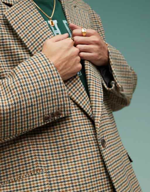 ASOS DESIGN - Veste de costume souple et oversize à motif pied-de-poule - Marron, 4 de 4