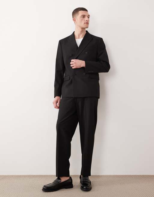 ASOS DESIGN - Veste de costume standard à double boutonnage en sergé - Noir, 2 de 5