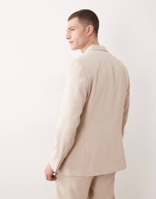 ASOS DESIGN - Veste de costume standard croisée à double boutonnage - Beige, 5 de 5