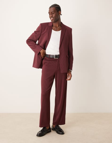ASOS DESIGN - Veste de costume standard en tissu côtelé - Bordeaux - view 1