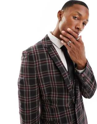 ASOS DESIGN superskinny suit jacket in dark green tartan check - ASOS Price Checker