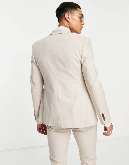 ASOS DESIGN - Veste de costume ultra ajustée en lin mélangé - Taupe, 2 de 4