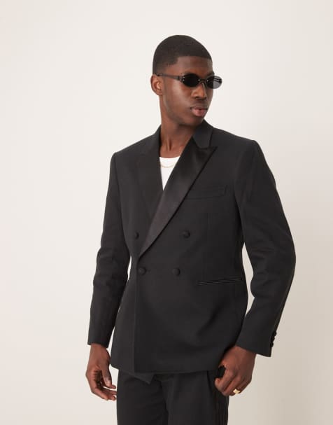 ASOS DESIGN - Veste de smoking ajustée et texturée - Noir - view 1