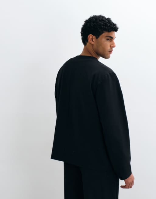 ASOS DESIGN - Veste de smoking coupe carrée sans col - Noir, 4 de 5