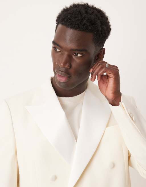 ASOS DESIGN - Veste de smoking décontractée en tissu texturé - Crème, 3 de 5