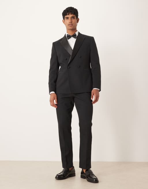 ASOS DESIGN - Veste de smoking texturée à double boutonnage - Noir, 2 de 5