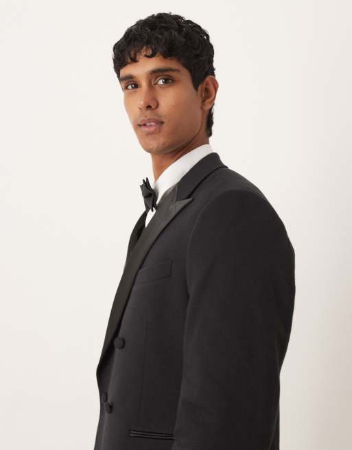 ASOS DESIGN - Veste de smoking texturée à double boutonnage - Noir, 4 de 5