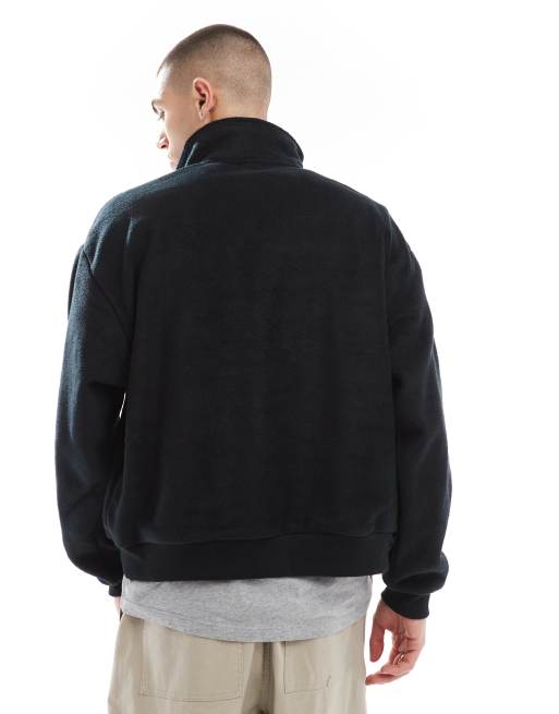 ASOS DESIGN Veste de survetement courte en polaire Noir