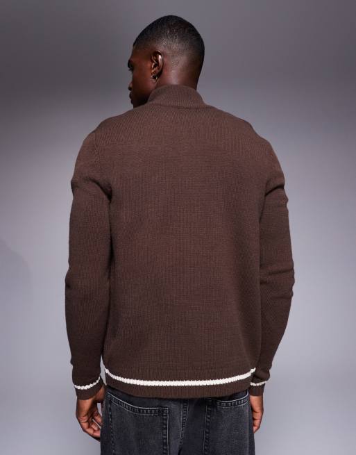 ASOS DESIGN - Veste de survêtement décontractée en maille à fermeture éclair avec imprimé Marseille - Marron, 5 de 5