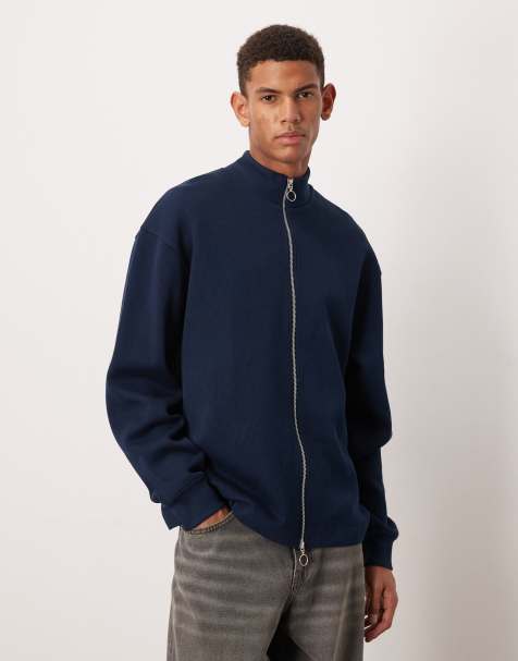ASOS DESIGN - Veste de survêtement décontractée zippée en jersey - Bleu marine - view 1