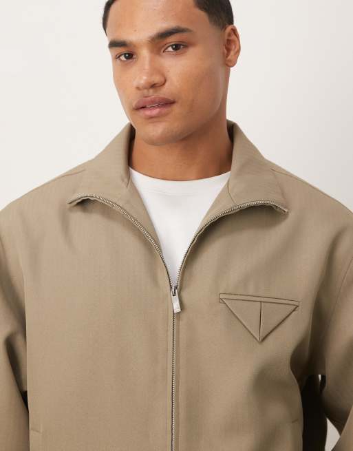 ASOS DESIGN - Veste de survêtement d'ensemble habillée coupe décontractée à chevrons - Olive, 5 de 5