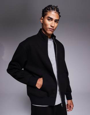 ASOS DESIGN - Veste de survêtement d'ensemble oversize et zippée en jersey - Noir