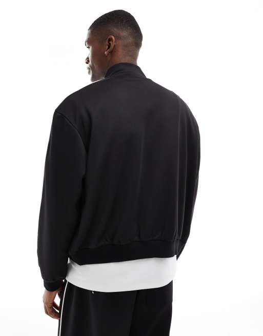 ASOS DESIGN - Veste de survêtement zippé d'ensemble avec passepoil sur le côté - Noir, 4 de 4