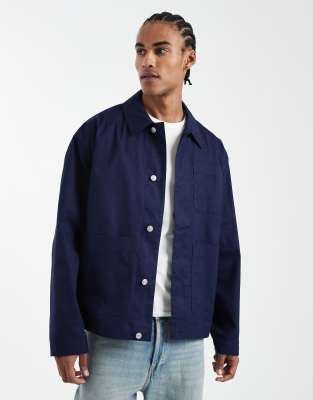 ASOS DESIGN - Veste de travail oversize - Bleu marine