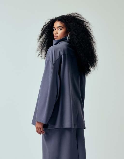 ASOS DESIGN - Veste d'ensemble ajustée à col cheminée - Bleu, 4 de 4