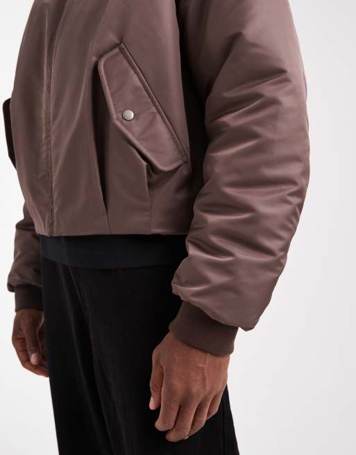 ASOS DESIGN - Veste d'entraîneur avec col en fausse fourrure - Marron, 5 de 5