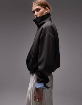 ASOS DESIGN - Veste drapée au dos à col cheminée - Gris | ASOS