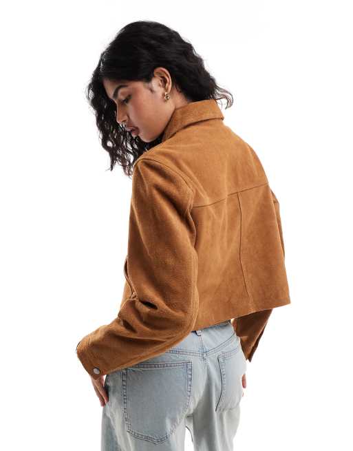 ASOS DESIGN - Veste en daim avec col - Fauve, 4 de 4