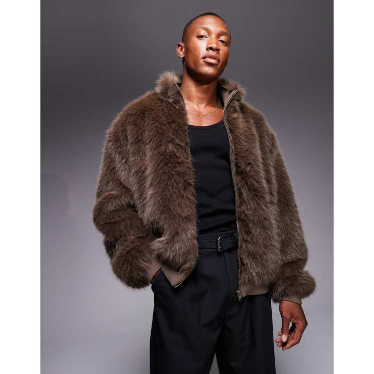 ASOS DESIGN Veste en fausse fourrure Marron ASOS