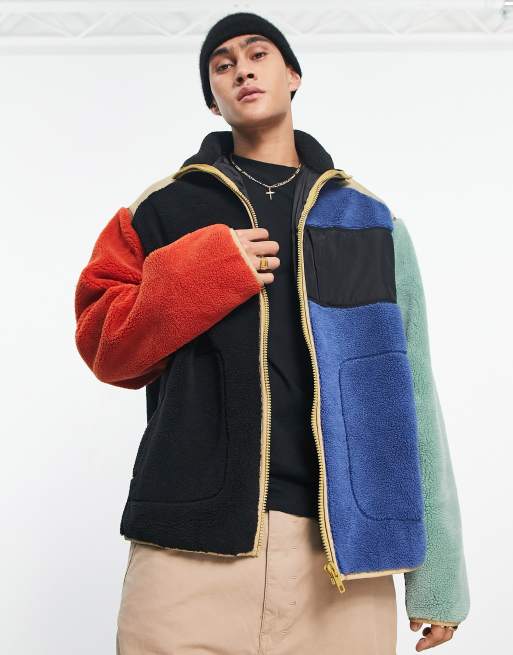 ASOS DESIGN - Veste en imitation peau de mouton effet coupé-cousu