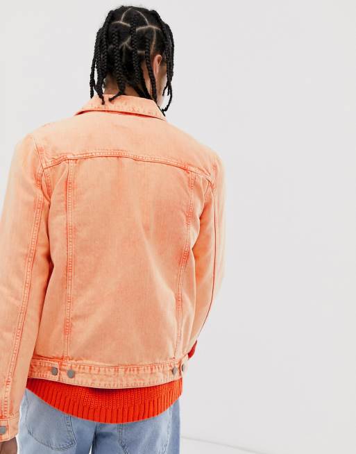 ASOS DESIGN Veste en jean fermeture clair Orange fluo ASOS