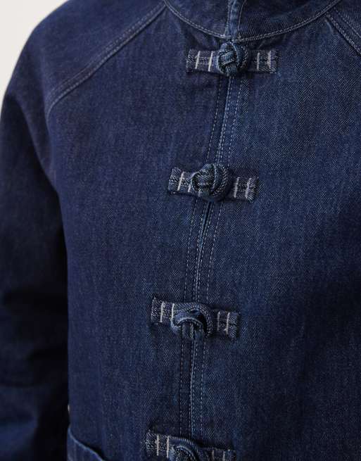 ASOS DESIGN veste en jean avec col à détails et finitions bleu moyen, 4 de 4
