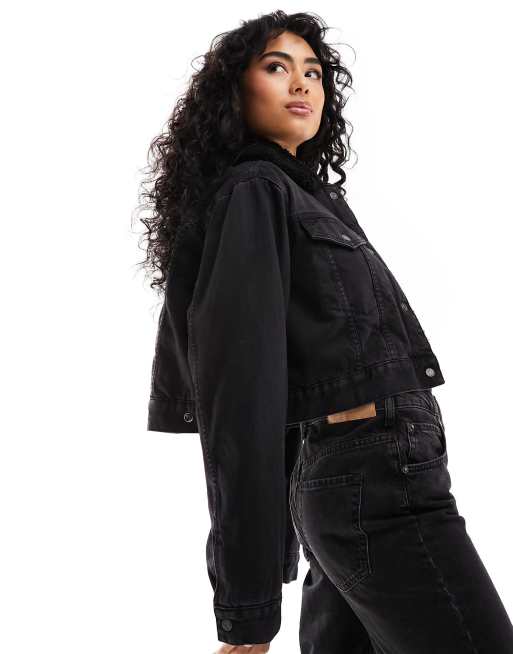 Veste en discount jeans noir courte