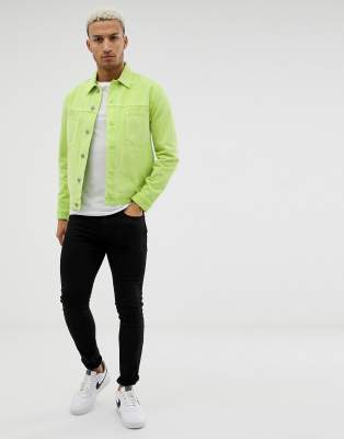 veste en jean jaune fluo homme