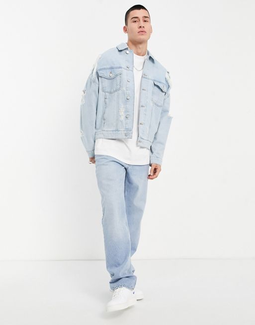ASOS DESIGN - Veste en jean oversize à poche plaquée