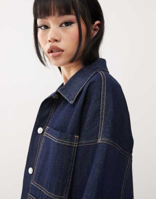 ASOS DESIGN Veste en jean oversize avec grandes poches Indigo