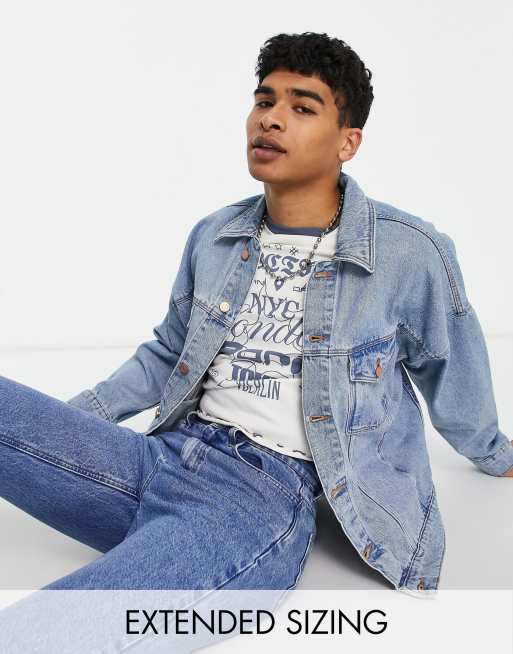 ASOS DESIGN Veste en jean oversize Bleu clair delave vintage