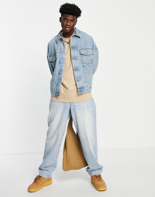 ASOS DESIGN - Veste en jean oversize à poche plaquée
