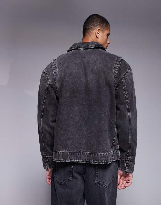 Trucker Jacket Veste En Jean Noir Grande Taille ASOS DESIGN Veste