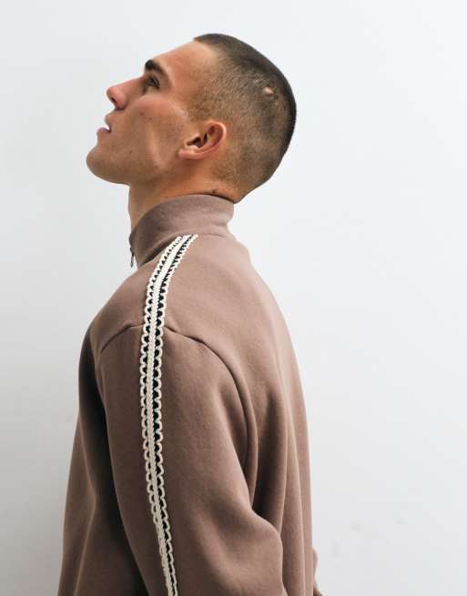 ASOS DESIGN veste en jersey coupe carrée zippée marron, 2 de 5