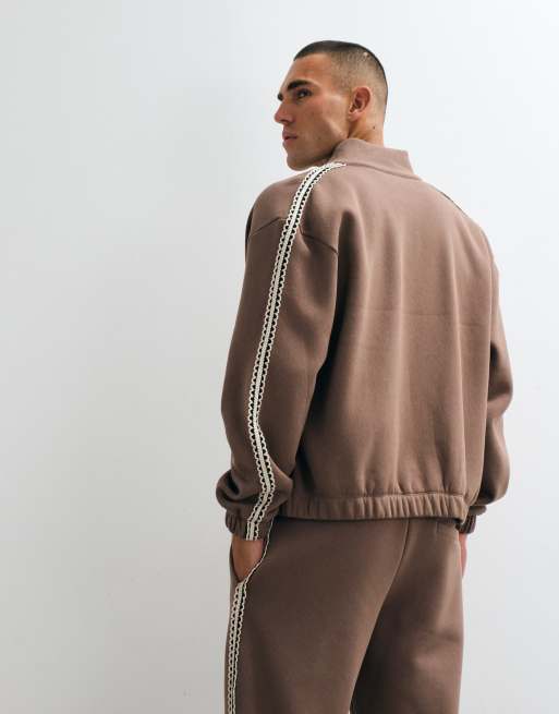 ASOS DESIGN veste en jersey coupe carrée zippée marron, 5 de 5