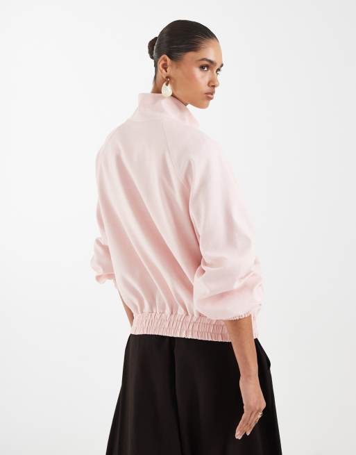 ASOS DESIGN - Veste en lin mélangé à col cheminée - Rose pastel, 4 de 4