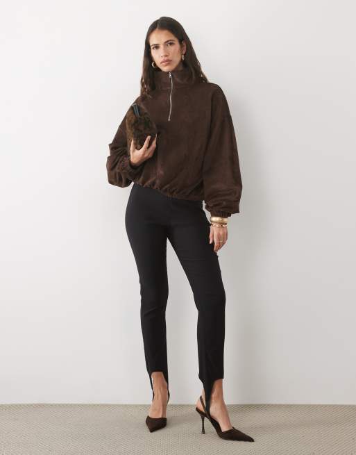 ASOS DESIGN veste en suédine à demi-zip chocolat, 2 de 4