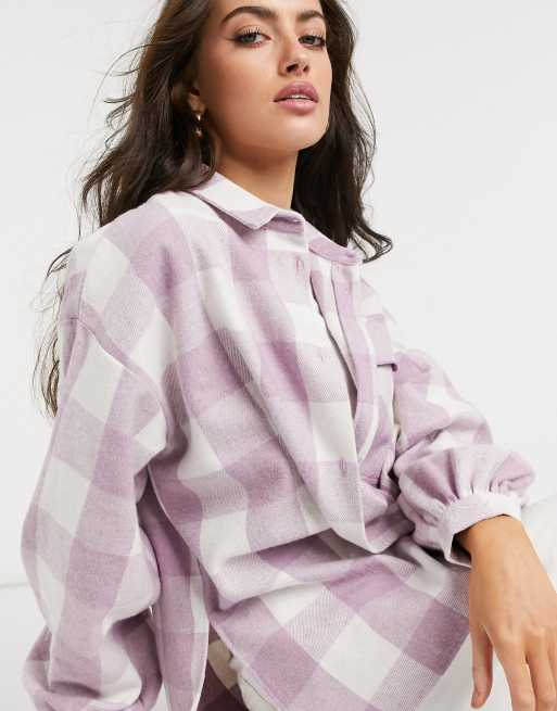 Chemise a carreaux violette femme new arrivals