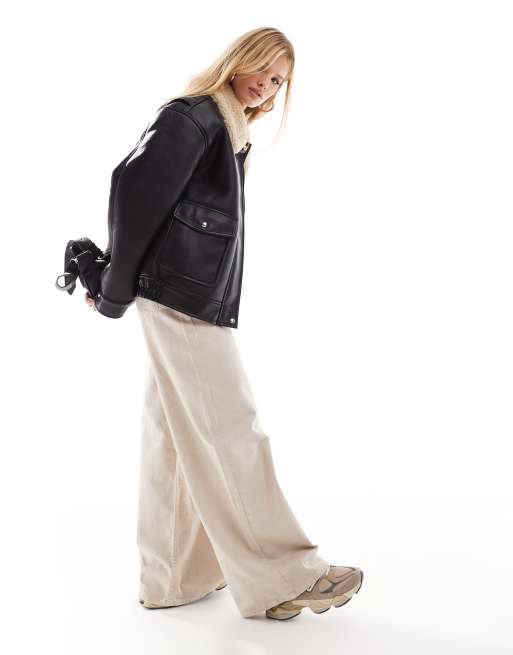 Veste col mouton noir hotsell