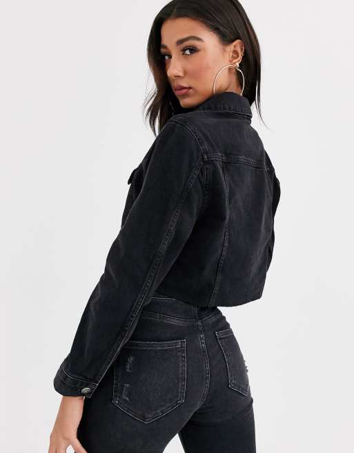 Blouson en jean online noir femme