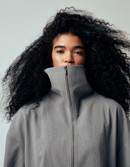 ASOS DESIGN - Veste habillée d'ensemble avec col cheminée - Gris, 3 de 4