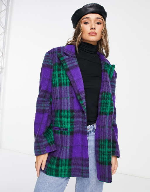 Veste a carreau violet new arrivals