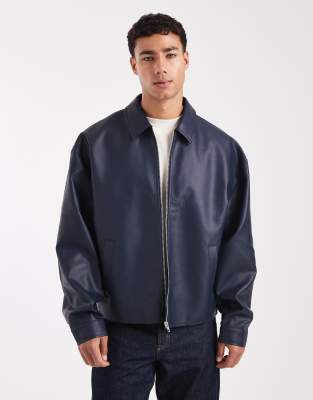 ASOS DESIGN - Veste imitation cuir - Bleu marine
