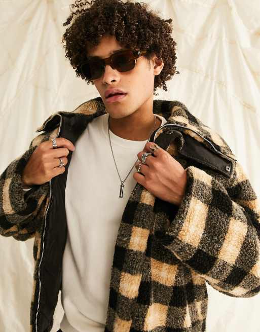 ASOS DESIGN Veste imitation peau de mouton à carreaux ASOS