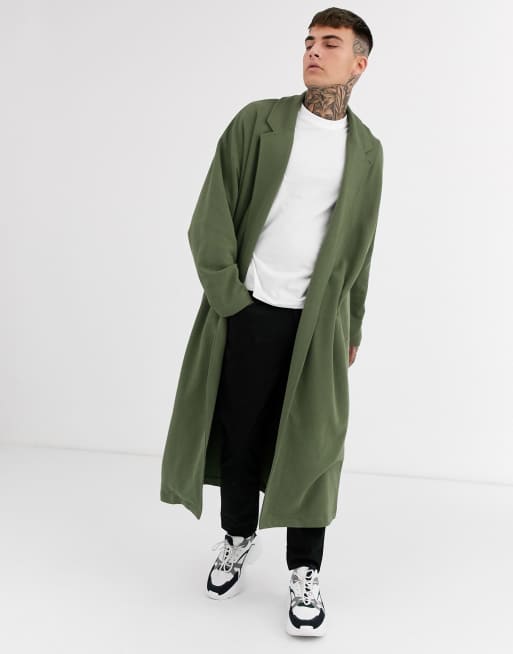 ASOS DESIGN Veste longue en jersey ultra oversize Kaki ASOS