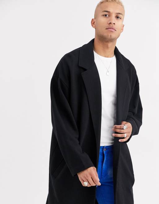 ASOS DESIGN Veste longue ultra oversize en jersey Noir ASOS